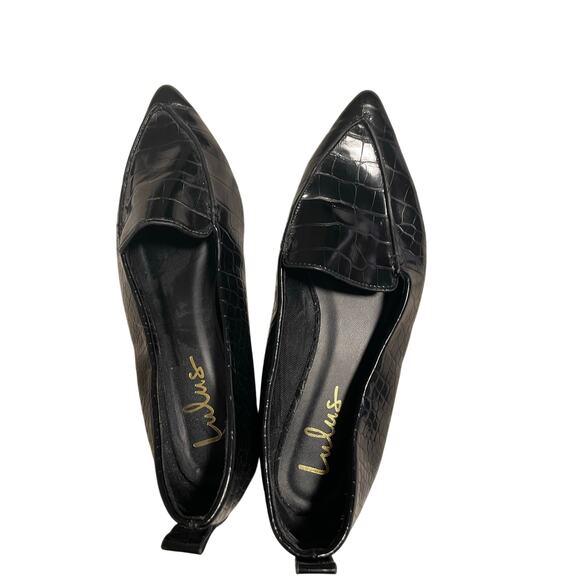 Lulus Black Crocodile patterned flats size 8.5 - Picture 7 of 9